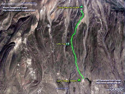 Damavand Camp 2 to Camp 3 Route Map